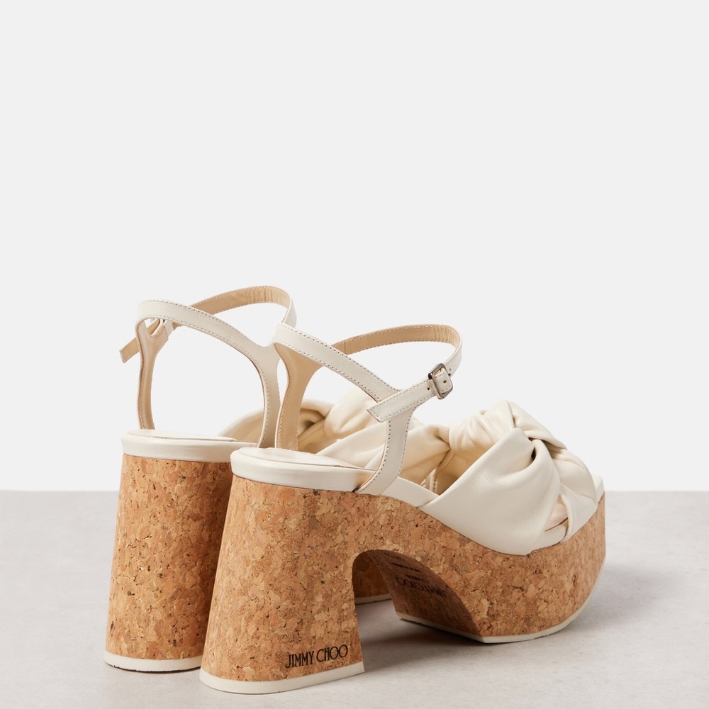 Jimmy Choo Cream Cork Platform Heels - Picture 12 of 12
